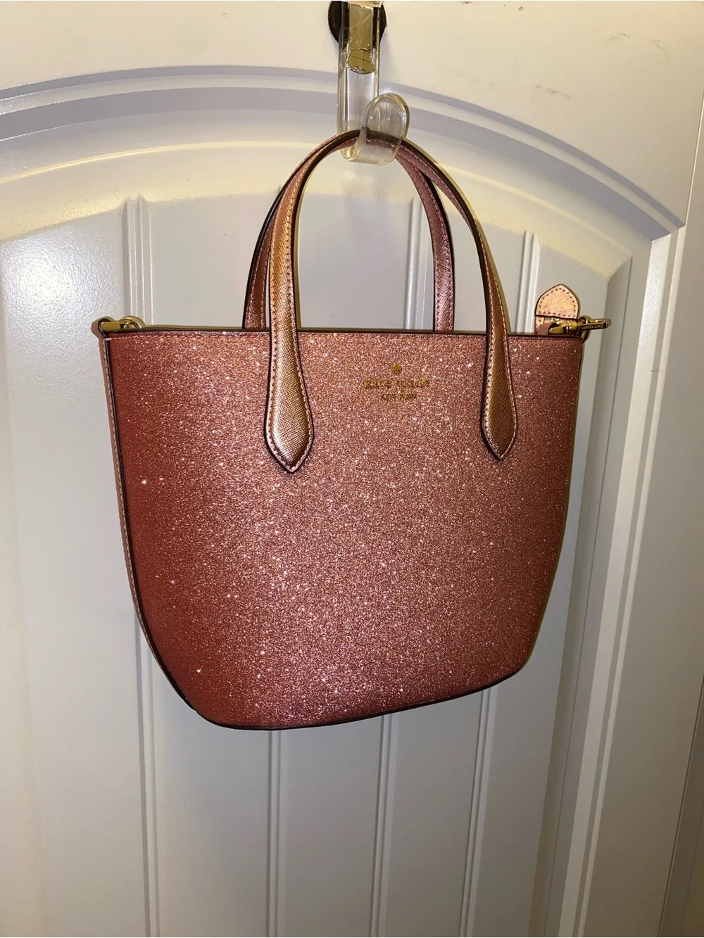 kate spade rose gold glitter tote